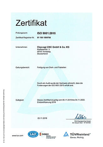 Zertifikat ISO 9001-2015 Zertifikat ISO 9001-2015