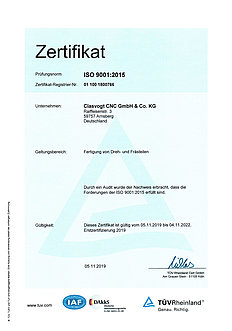 Zertifikat ISO 9001-2015